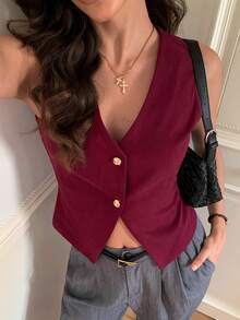 Elyressa 一位女士编织的优雅法式度假上衣 - 中紫紅色 - 查看 1