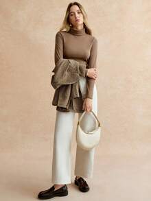 Écloséra Women's Everyday Commuting High-Neck Long-Sleeved Slim-Fit Thermal Lined Houndstooth Blazer, Autumn And Winter Two-Piece Suit Set, Elegant Women's Outfit, Fashionable And Chic Thanksgiving Outfit, New Year's Clothing, Brown Elegant Outfit For Going Out.