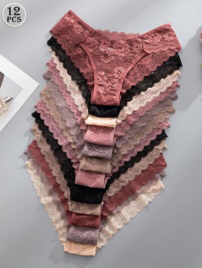 12件套无缝蕾丝边舒适性感内裤