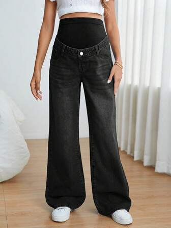 SHEIN Maternity Wide Leg Jeans