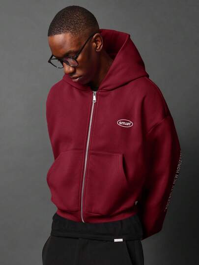 SUMWON Sudadera con capucha y bolsillo central con cierre de marca, ajuste corto para uso casual en la calle