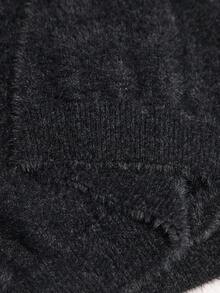 Ontre Women's Charcoal Gray Chic Night Out Fuzzy Black Faux Fur Knit Top,Oversized 2025 Autumn/Winter Apparel,Elegant Wedding Guest,Business Casual,Summer - Black - View 7