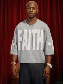 PAVTROS Manfinity Streetrush Men's Street-Style Popular INS Matching Men's Smile Flame Embroidered Gray Short T-Shirt,Graphic T Shirt,Streetwear,Warm Winter, Christmas,Boy Friend Gifts - Light Grey - View 6