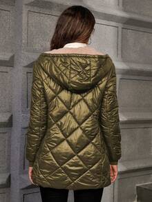 Aveloria Modichic 休闲简约加厚保暖聚酯纤维填充合成保暖冬装外套/羽绒服/连帽羽绒服 - 綠色 - 查看 2