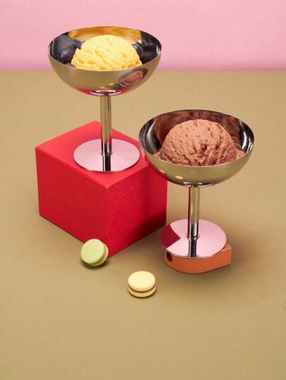 Joivida 1件/2件不锈钢冰淇淋杯、高脚杯、夏季不锈钢甜点碗、水果沙拉碗、枣子零食杯、咖啡杯