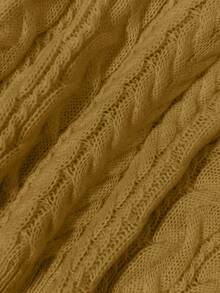 Franclia 新款宽松、柔软、甜美粉色超大设计V领粗麻针织套头衫，适合秋冬穿着 - 薑色 - 查看 5