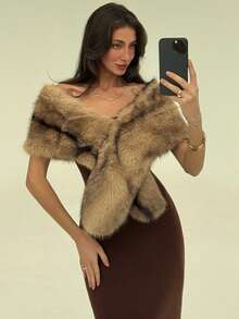 Aloruh Women's Fashionable Elegant Retro Faux Fur Coat Fall Fall For Women All Women Fall For Women Fall Autumn Women's Fall Women's Coat Chic Autumn Winter For Women Winter For Women Winter Winter Women Winter Winter For Women Winter Coat Women, Cozy Fall And Winter For Women - Mocha Brown - View 5