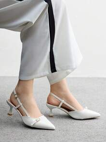 CUCCOO BIZCHIC Damen Spitze Kitten Heel Weiße Pumps, geeignet für Outdoor, Pendeln, Party, Bankett, Bürokleidung