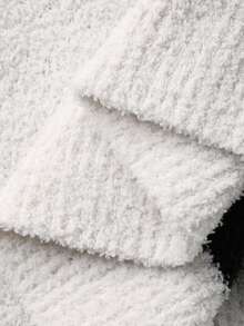 DAZY Bow Decor Loose Knit Mid-Length Women Sleepwear Robe, Winter - White - View 9