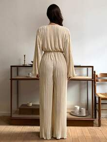 Elyressa 女士编织优雅度假主题秋季连体裤 - 杏色 - 查看 2