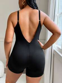 Rhythm Era Plus Size Women Adjustable Strap Backless Cropped Jumpsuit, Casual Sports Yoga Wear For Daily, Sexy & Comfortable Shapewear Bodysuit Workout Bodysuit Body Suits For Women Shapewear Tummy Control Bodysuit