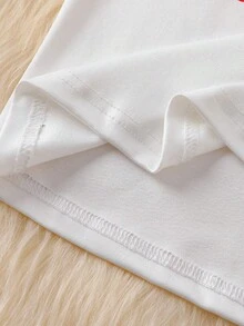 青少年男孩圣诞卡通鹿印花长袖上衣 + 卡通鹿格子长款舒适睡衣 - 白色 - 查看 4