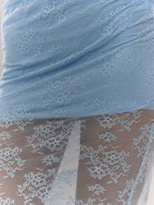 MUSERA Lace Overlay Maxi Skirt Going Out Everyday  Blue Summer - Blue - View 6