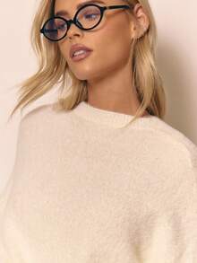 MUSERA Fluffy Knit Oversized Crew Neck Jumper Autumn Winter Fall Loungewear Cosy Christmas  Work Cute Elegant Casual Evening