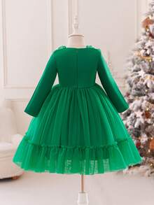 Glamorique Kids 女童荷叶边薄纱蝴蝶结装饰连衣裙，可爱 3 岁生日派对连衣裙，适合花童婚礼场合