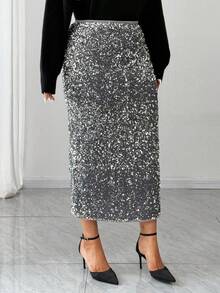 Dazy Plus Váy sequin cỡ lớn, eo chun, váy dự tiệc thời trang cho năm mới, lễ hội hóa trang dành cho phụ nữ. - Bạc - Xem 6