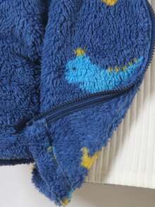 SHEIN 青少年男童秋冬时尚街头百搭小恐龙加厚连帽外套