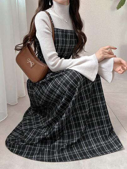 FRIFUL 女士格子印花休闲吊带长裙夏季女装