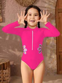 Young Girls Beach Vacation Casual Zipper Jumpsuit Swimsuit