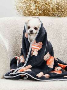 PETSIN Black Bear Print Cute & Warm Pet Blanket - Black - View 4