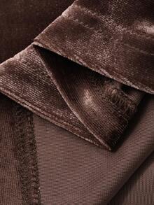 FRIFUL 女士优雅长款系带腰部常规肩长袖连衣裙 - 咖啡棕 - 查看 7