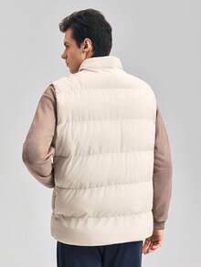 Chaleco casual acolchado y grueso para hombre OFFICEAU, chaqueta sin mangas de ajuste holgado y versátil para el invierno y el otoño - Caqui - Ver 3