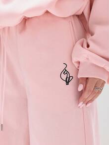 BABYPHAT Baggy Sweatpants For Casual Comfort Loungewear Wide Leg Drawstring Waist Pants - Pink - View 2