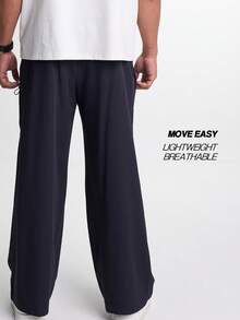 Men's Drawstring Waist Loose Fit Jogger Pants - Blue - View 2
