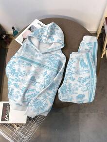 Resyla 做你自己。做你自己。复古风景印花休闲两件套，女士秋冬卫衣套装 - 彩色 - 查看 3