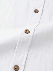 Manfinity Men's Single-Breasted Casual Loose White Plus Size Long Sleeve Shirt, Dual Pocket Design. Men's Casual Business White Shirt. Men's White Pocket Shirt. Men's White Button-Down Shirt. Casual Shirt With Two Pockets. Long Sleeve Style, Suitable For Men. Casual Outings, Business Commute, Can Be Worn Alone Or As A Layer, Boyfriend/Husband Gift, Anniversary Gift, Autumn Casual Shirt With Two Pockets Long Sleeve For Men - White - View 6