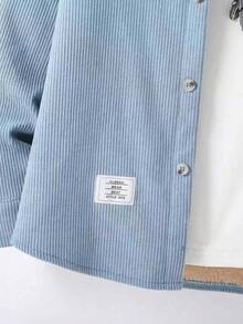 Vacaura 1pc Teen Boys Casual Hoodie Jacket, Thermal Lined, Logo Decor Design, Suitable For School And Outings In Autumn/Winter - Dusty Blue - View 5