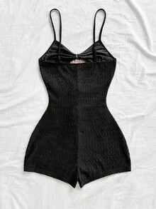 Soleia Women's Sleeveless Jumpsuit, Suitable For Party, Home Wear - Black - View 2