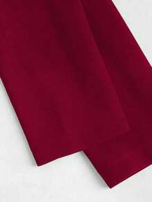 Sweetra French Minimalist Basic Metal Button Long Sleeve Women Regular Jacket, Christmas - Burgundy - View 3