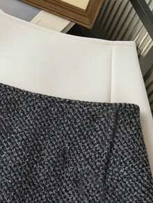 Franclia 女士优雅纽扣设计松紧腰裙裤 - 深灰色 - 查看 3