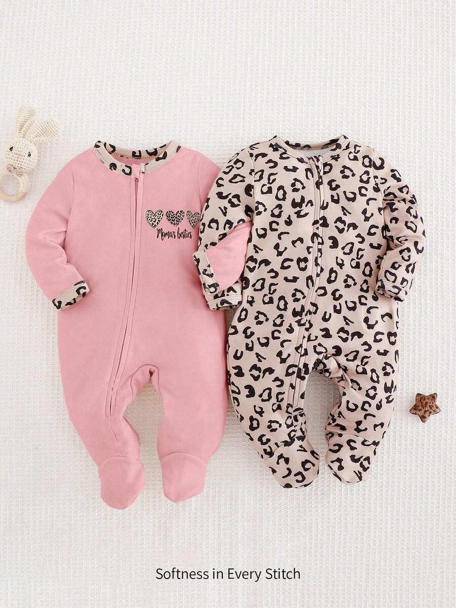 Cozy Pixies Neugeborenes Baby Mädchen Leoparden Muster Gestrickter Weicher Rundhals Langarm Romper & Hose 2 Stücke Set