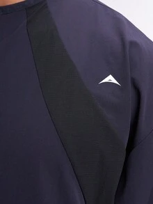 Chaqueta con cierre de cremallera, cuello alto, bolsillo y estampado de letras de manga larga - Azul - Ver 3
