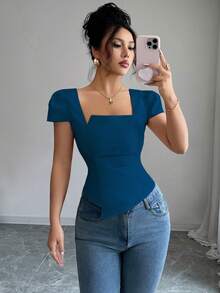 Elenzga 女士优雅夏日度假衬衫 - 藍色 - 查看 3