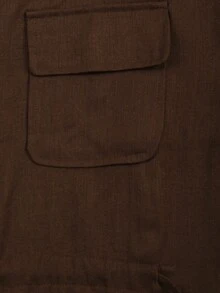 Franclia 大码 35+ 女式亚麻质感褶皱面料翻领 V 领纽扣前襟实用口袋抽绳腰 A 字宽松休闲衬衫，长袖，适合春、秋、冬、度假、办公、通勤等场合。 - 摩卡棕 - 查看 5
