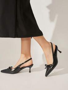 CUCCOO CHICEST Stilettos la modă pentru femei, cu nod cu fundă, cu vârf ascuțit, potriviti pentru navetă, întâlniri, petreceri