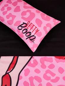 Betty Boop x SHEIN 三件套玫瑰红豹纹图案被套，抛光面料，柔软保暖，多种尺寸可选，适用于单人床/双人床/大号床/特大号床，送礼佳品，适合派对、节日、情人节等场合。 - 玫紅色 - 查看 6