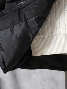 Vacaura Casual Drawstring Thick Padded Coat For Tween Boys - Black - View 7