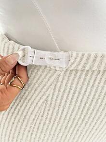 SHEIN Pregnant Women's Ribbed Skinny Slit Pants - Apricot - View 7