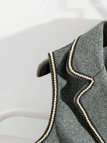 SHEIN Franclia Women's Casual & Commute Gray Tweed Vest, Autumn/Winter - Grey - View 3