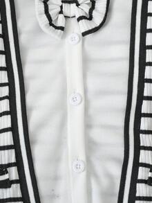 SHEIN Baby Boys Autumn New Arrival Two Pieces Look Jumpsuit, Gentleman Style With Cute Bear Pattern, Suitable For Outings And Gatherings - Black and White - View 6