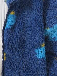 SHEIN 青少年男童秋冬时尚街头百搭小恐龙加厚连帽外套