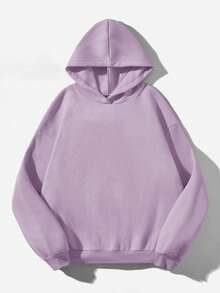 Attitoon Summer Simple Casual Solid Color Pullover Hooded Long Sleeve Fall And Winter Sweatshirt Without Drawstring Oversize - Mauve Purple - View 2