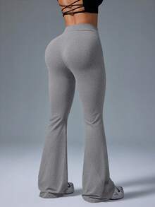 Gameset SHEIN Sport 休闲时尚灰线修身喇叭运动裤 - 灰色 - 查看 2