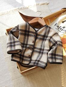 Vintaside Kids 1 件幼儿男童舒适休闲格子保暖内衬前拉链长袖夹克，百搭秋冬日常穿着 - 彩色 - 查看 3