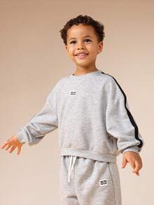 SUMWON Boys Heather Gray Crew Neck Sweatshirt Jogger Set With Side Stripe Detail Casual Wear Outfit - Grey - View 3