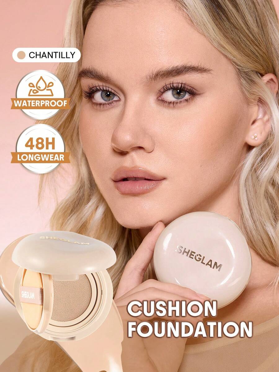 SHEGLAM Lock & Go Long-Lasting Cushion Foundation-Chantilly Brand Beauty Makeup Face Paint Cosmetic For Women Girls Perfect For Winter Spring Ideal For Y2K Fancy Fashion Suitable For Birthday Gift Party Ready Best Color - Chantilly - View 1
